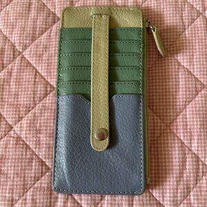 Green and Gray Leather Card Holder